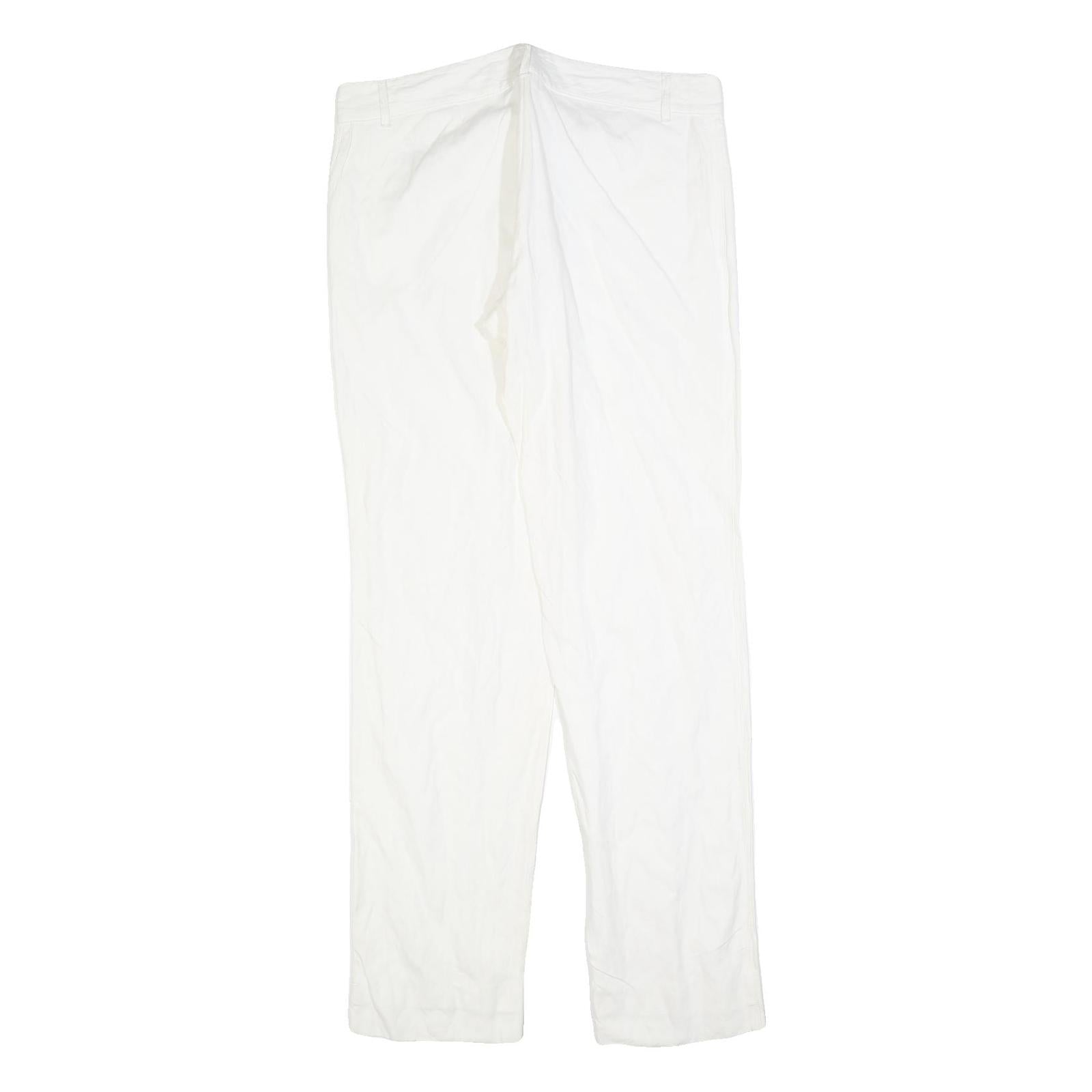 JUST CAVALLI Womens Cotton Blend White Regular Fit Straight Leg Trousers W36 L36