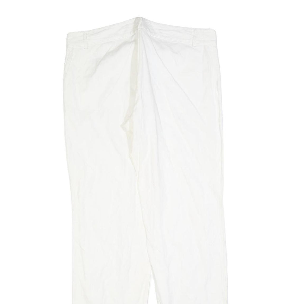 JUST CAVALLI Womens Cotton Blend White Regular Fit Straight Leg Trousers W36 L36