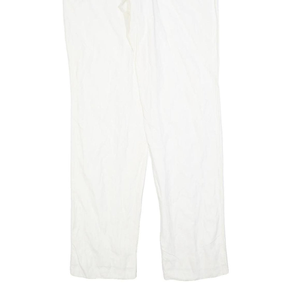 JUST CAVALLI Womens Cotton Blend White Regular Fit Straight Leg Trousers W36 L36
