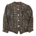 Womens Brown Wool Blend Button Jacket Tweed Textured Classic M