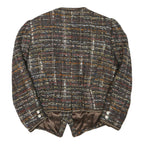 Womens Brown Wool Blend Button Jacket Tweed Textured Classic M