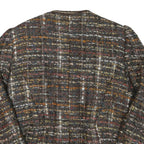 Womens Brown Wool Blend Button Jacket Tweed Textured Classic M