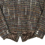 Womens Brown Wool Blend Button Jacket Tweed Textured Classic M