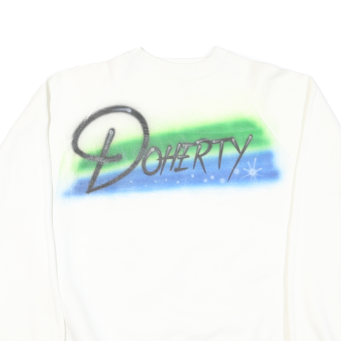 DISCUS Mens White Crew Neck L Doherty Jennifer Airbrush Graphic Sweatshirt