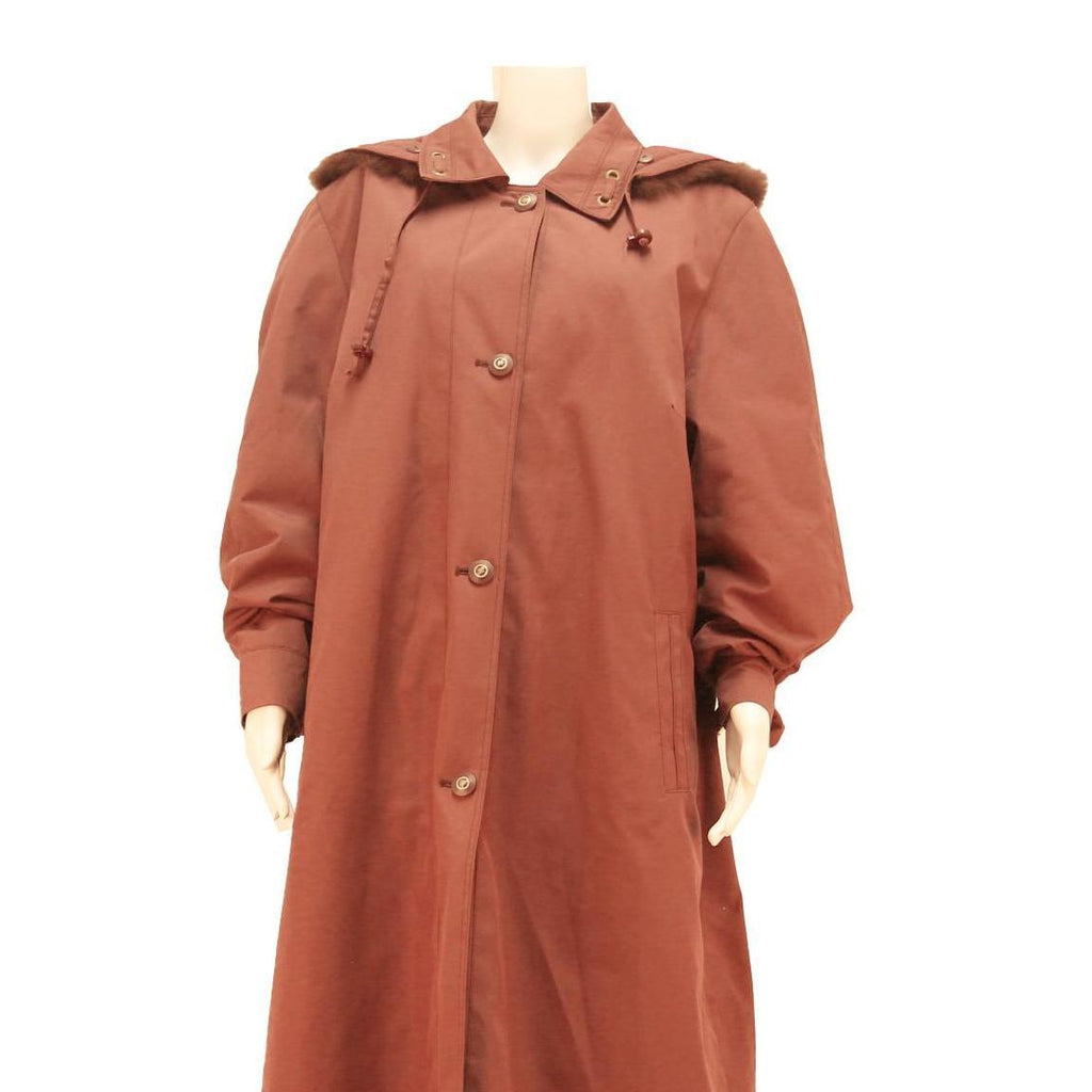 Womens Rust Button Cotton Blend Long Sleeve Coat XL Plain Hooded Casual Jacket