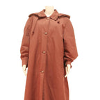 Womens Rust Button Cotton Blend Long Sleeve Coat XL Plain Hooded Casual Jacket