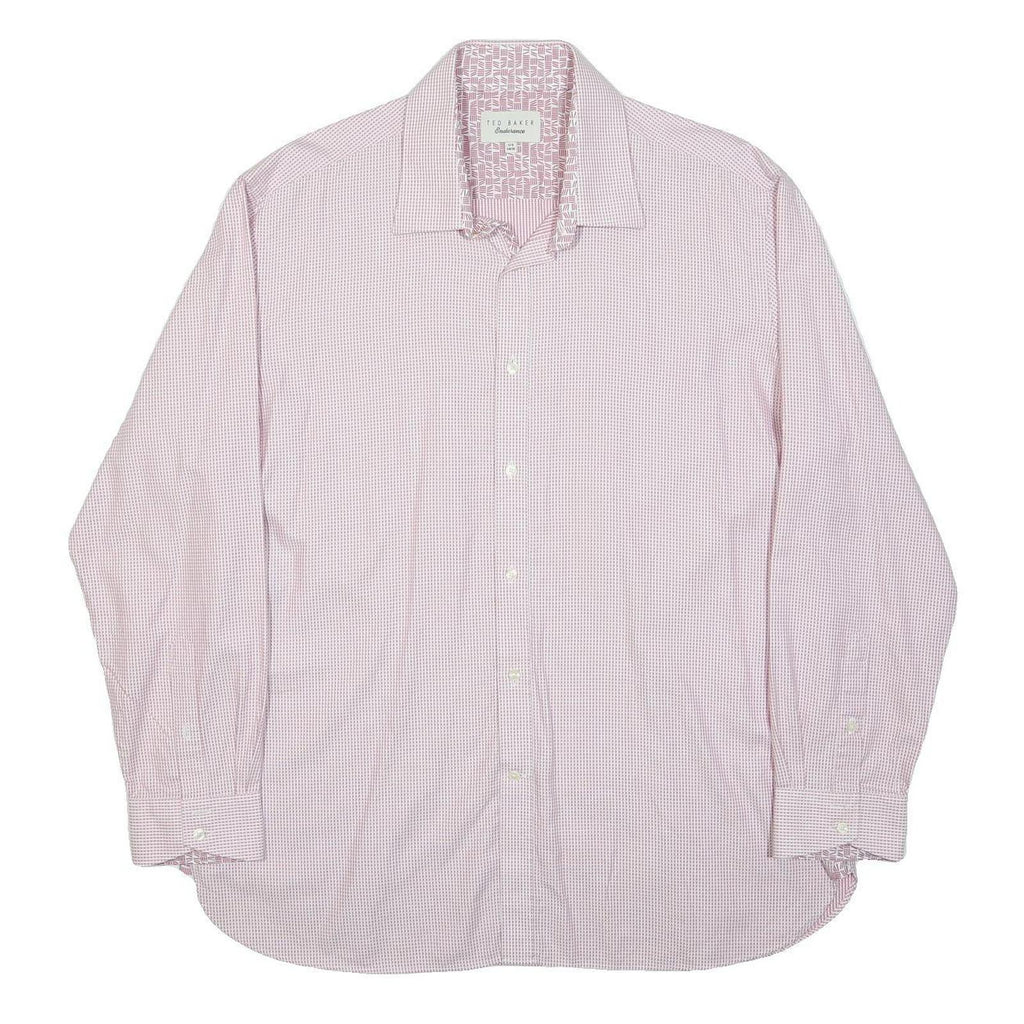 TED BAKER Mens Pink Check Shirt XL Cotton Long Sleeve Classic Formal Wear