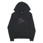 SAINT LAURENT Mens Black Pullover Hoodie S Cotton Drawstring Logo Script Print