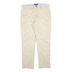TOMMY HILFIGER Mens Cotton Blend Beige Slim Straight Trousers W34 L30 Casual