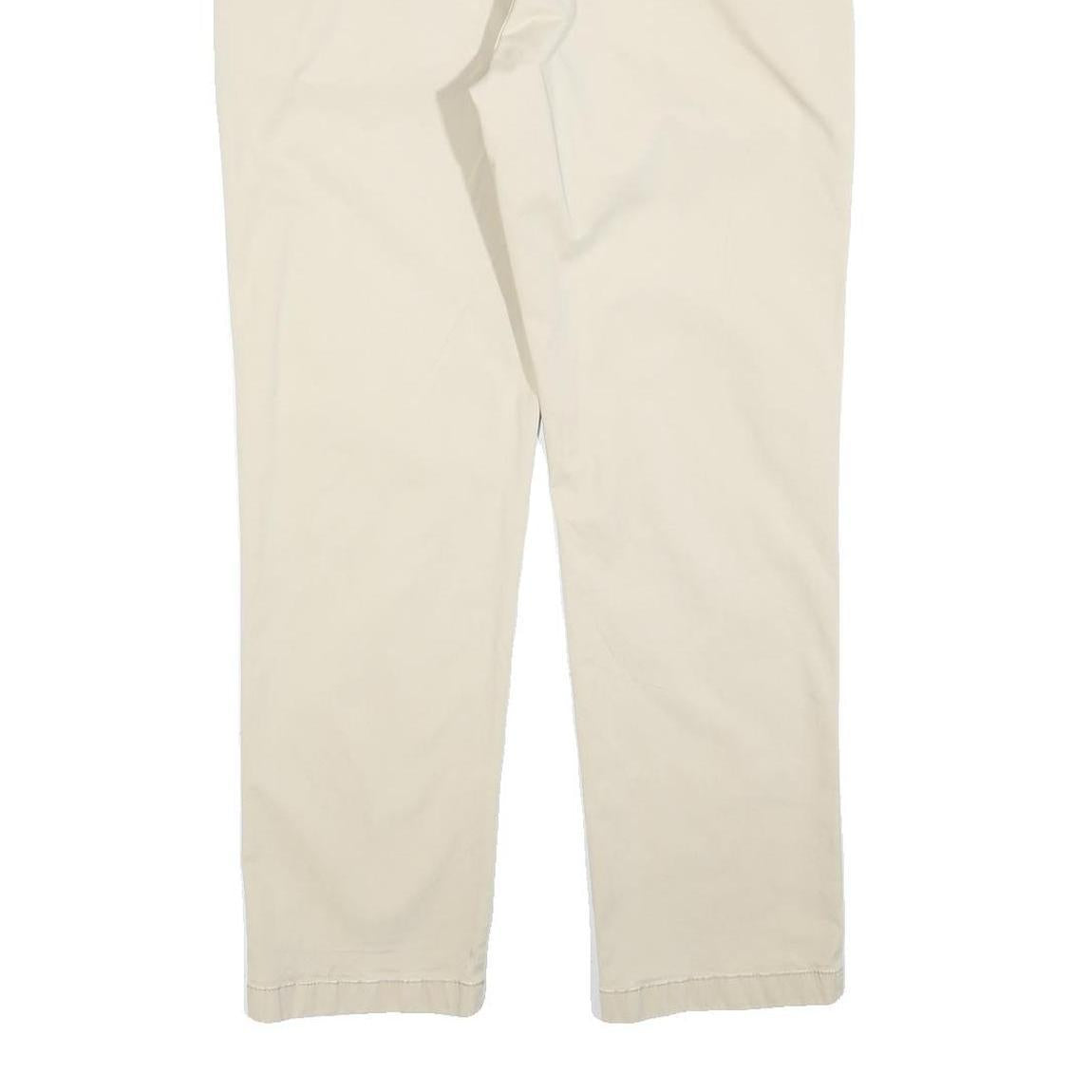 TOMMY HILFIGER Mens Cotton Blend Beige Slim Straight Trousers W34 L30 Casual