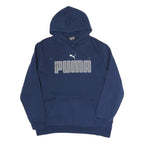 PUMA Womens Navy Blue Hoodie L Cotton Blend Pullover Casual Sports Sweatshirt