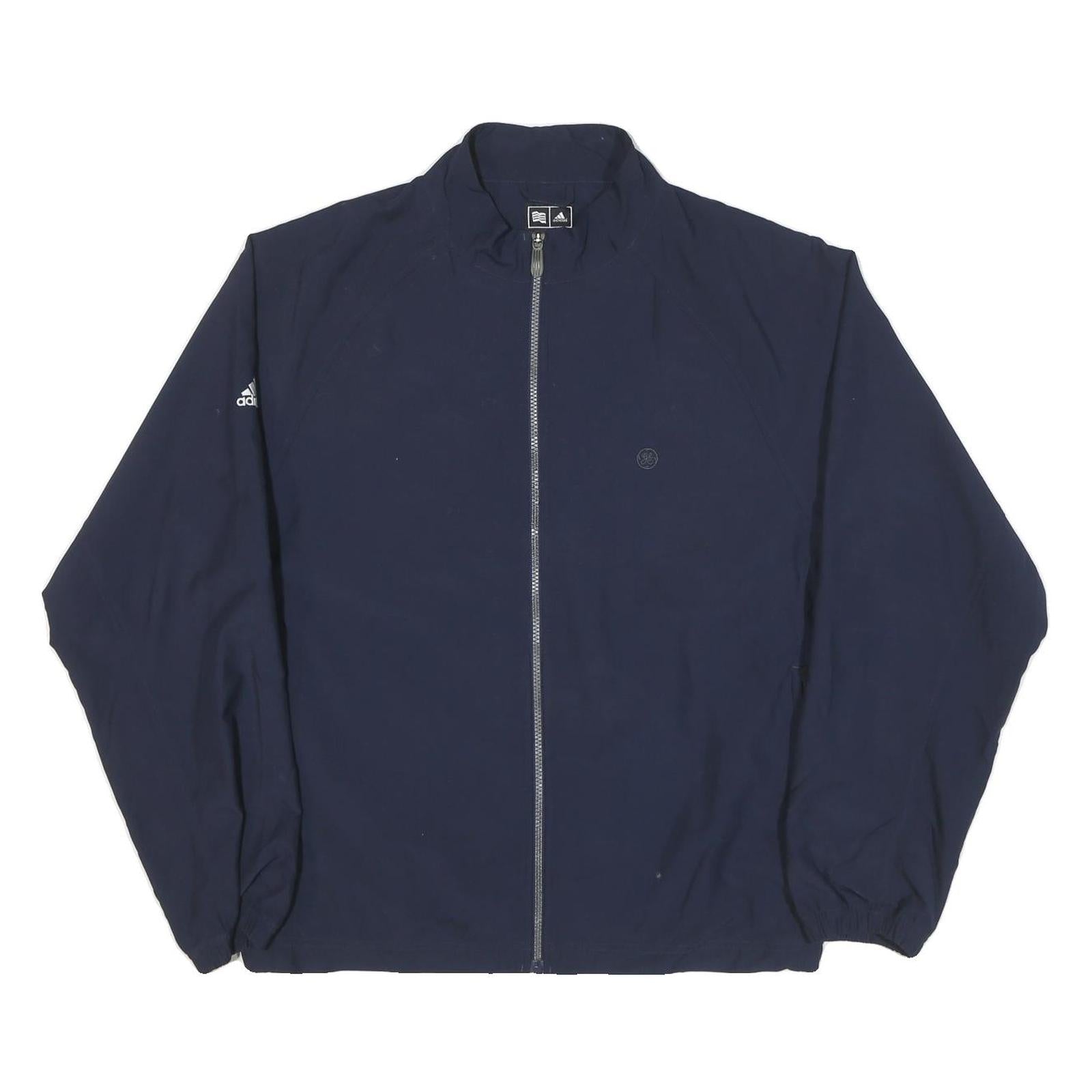 ADIDAS Mens Navy Blue Sports Jacket L Polyester Plain Zip Lightweight