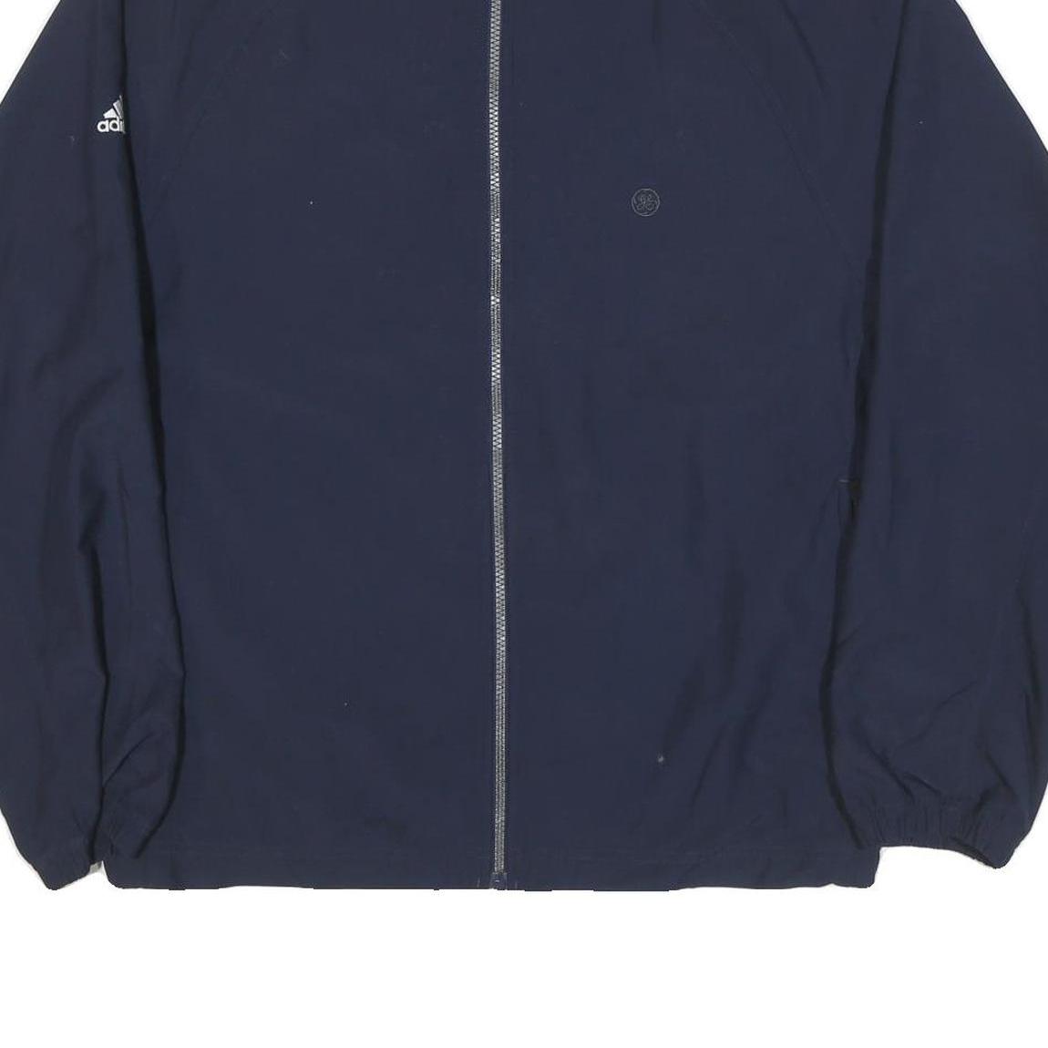 ADIDAS Mens Navy Blue Sports Jacket L Polyester Plain Zip Lightweight