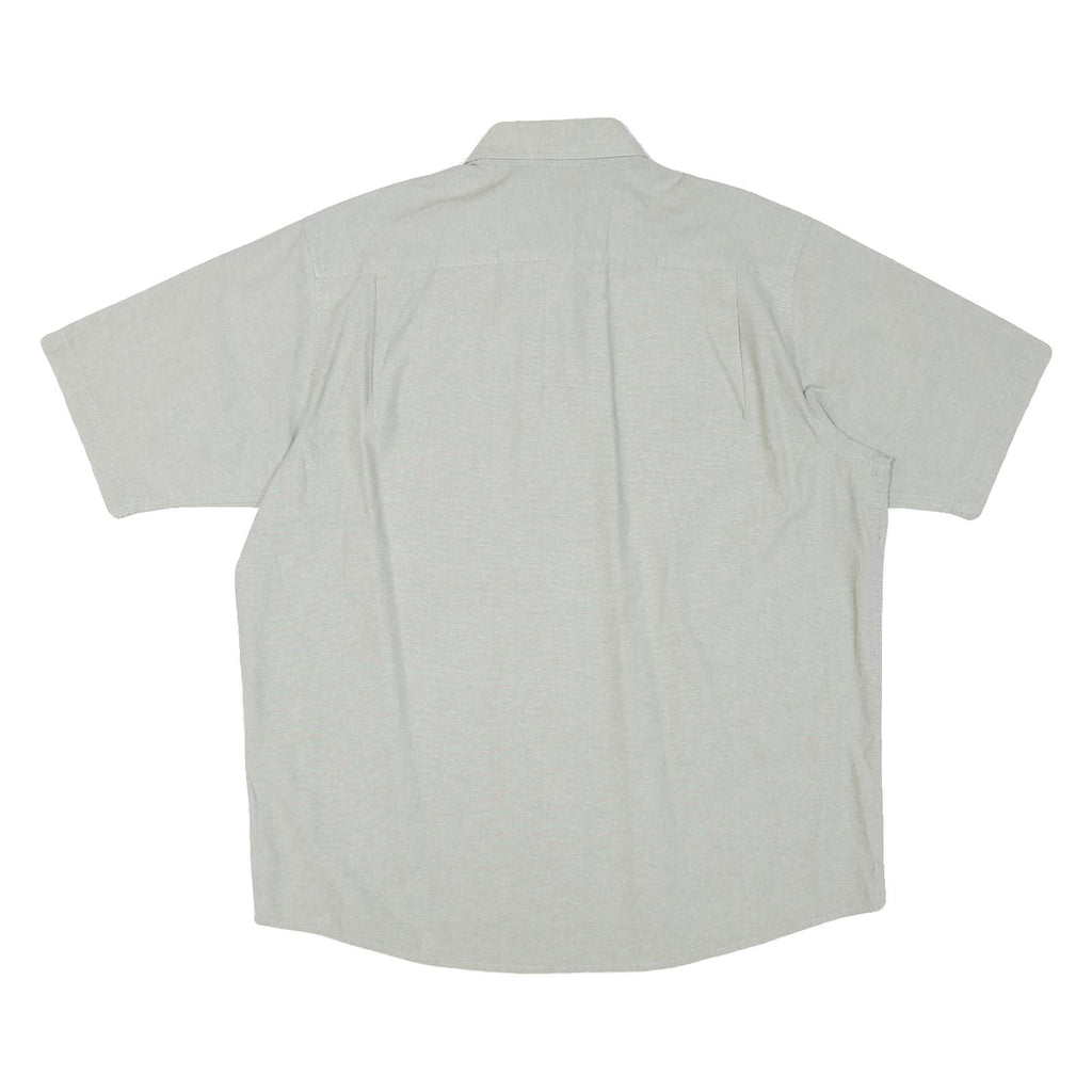 WRANGLER Mens Grey Cotton Blend Shirt L Casual Button Pocket Short Sleeve