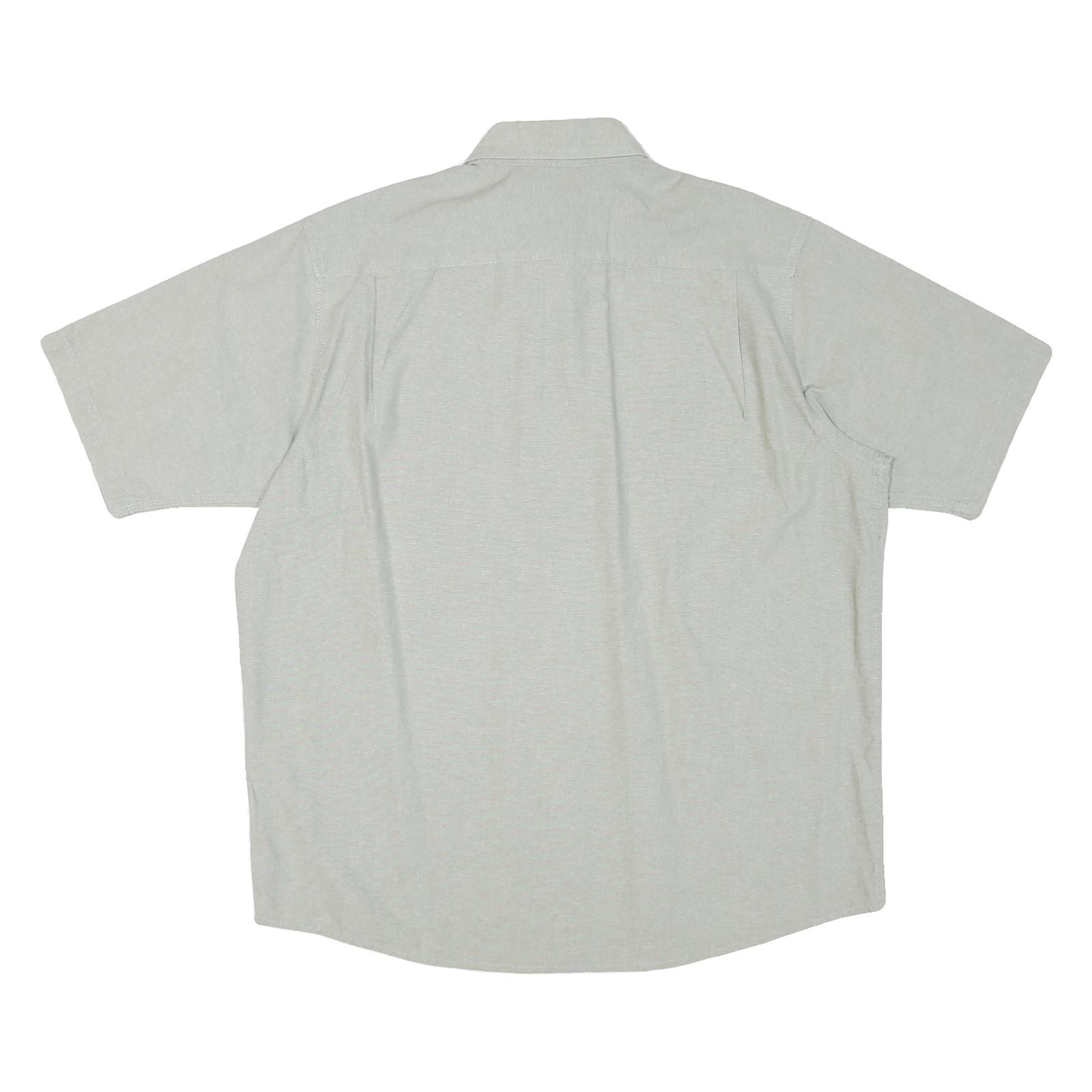 WRANGLER Mens Grey Cotton Blend Shirt L Casual Button Pocket Short Sleeve