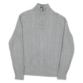 NAUTICA Womens Grey Patterned Jumper Cotton Blend Half Zip Cable Knit S