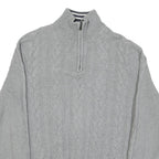 NAUTICA Womens Grey Patterned Jumper Cotton Blend Half Zip Cable Knit S
