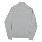 NAUTICA Womens Grey Patterned Jumper Cotton Blend Half Zip Cable Knit S