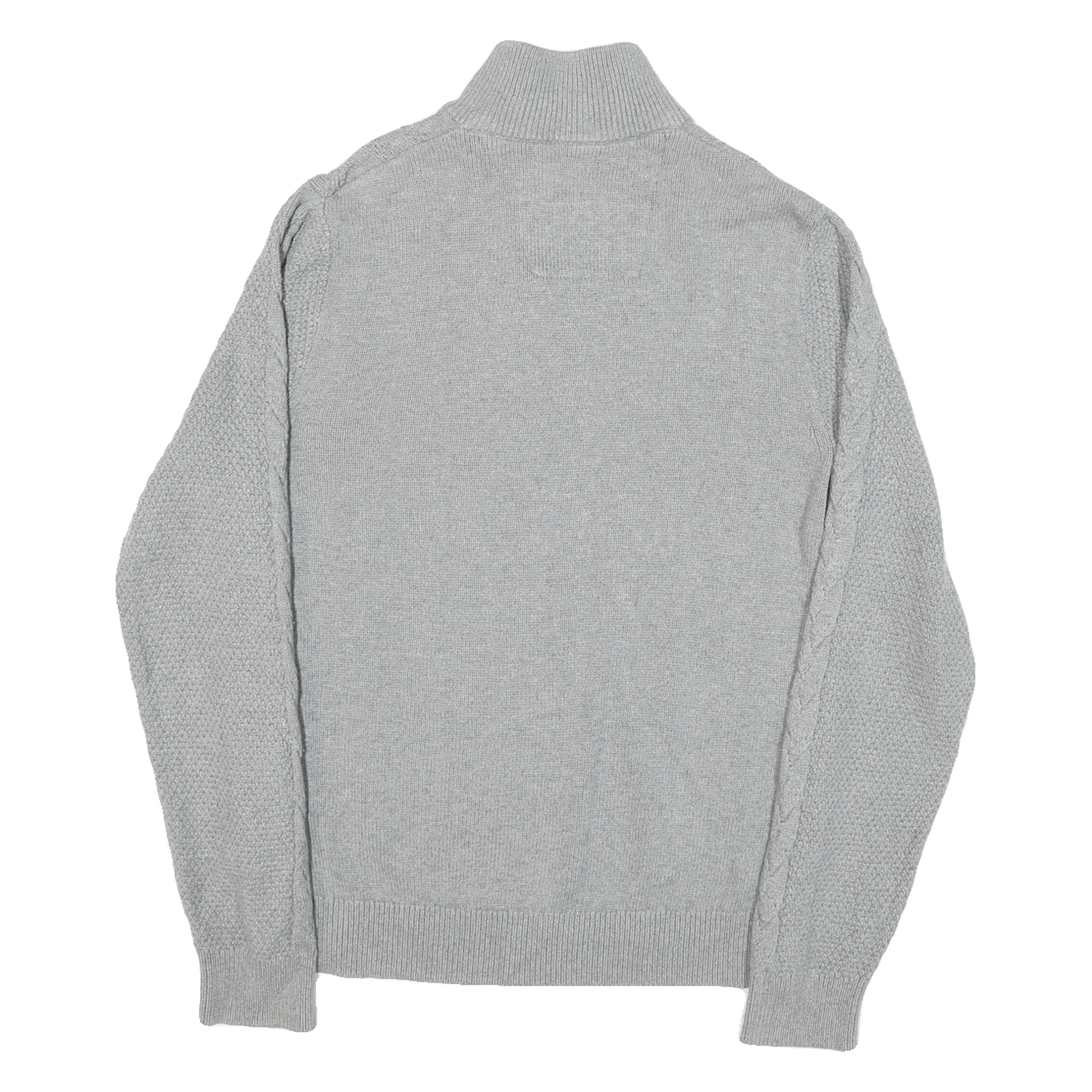 NAUTICA Womens Grey Patterned Jumper Cotton Blend Half Zip Cable Knit S