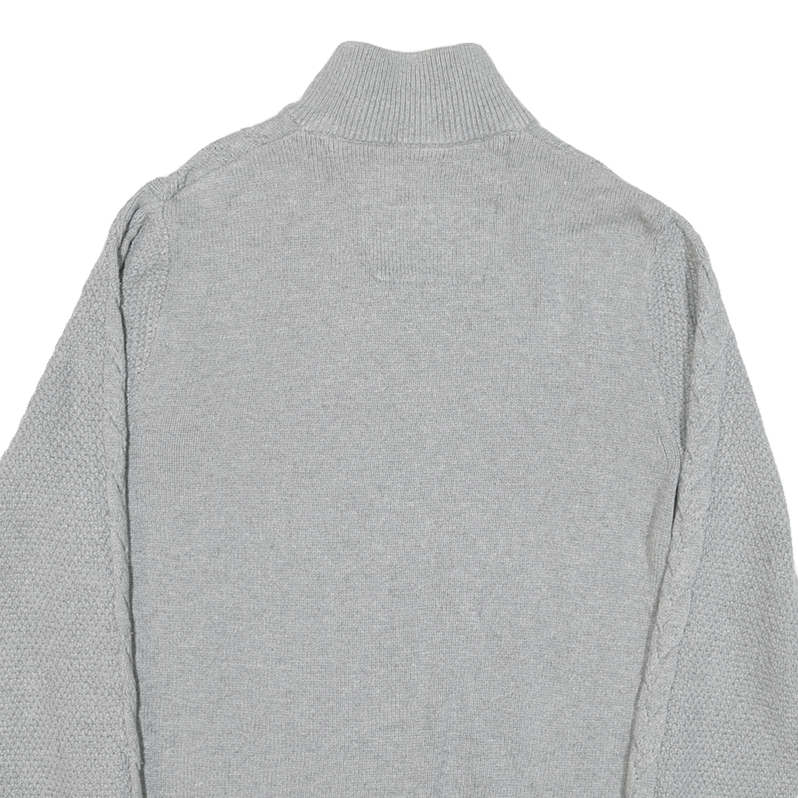 NAUTICA Womens Grey Patterned Jumper Cotton Blend Half Zip Cable Knit S