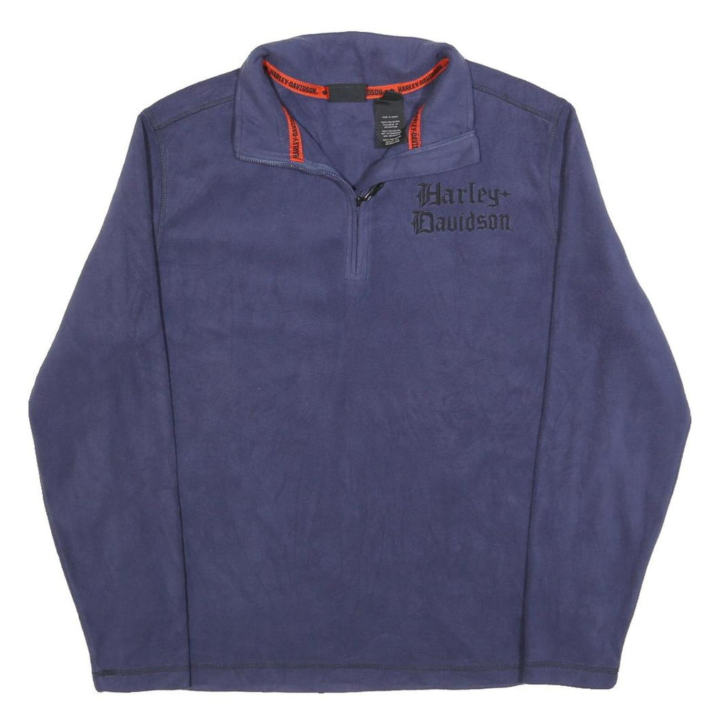 HARLEY DAVIDSON Mens Blue Pullover Plain Round Neck Basic Knit S Polyester