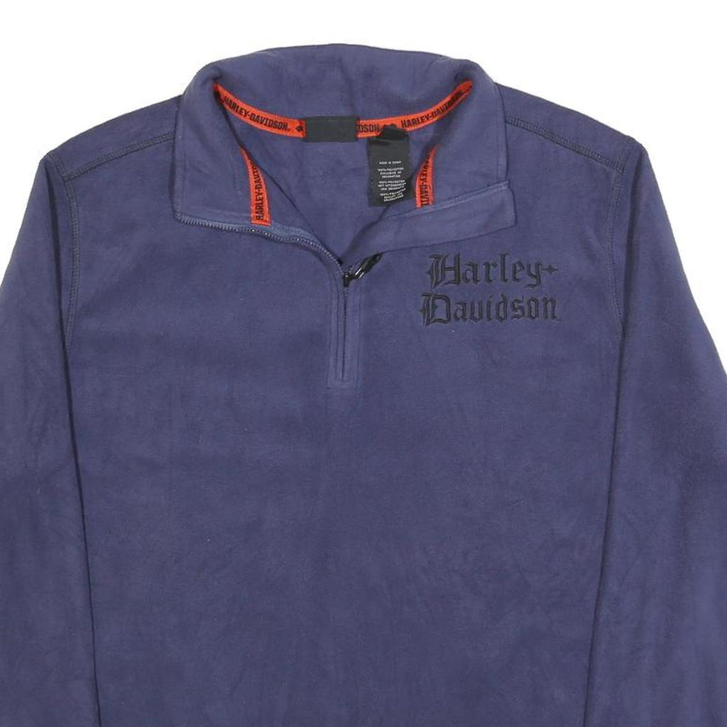 HARLEY DAVIDSON Mens Blue Pullover Plain Round Neck Basic Knit S Polyester