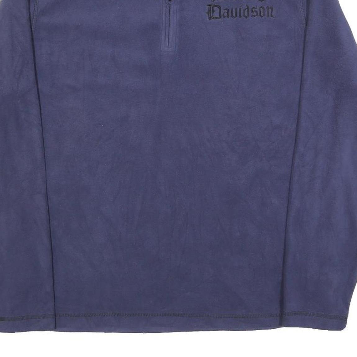 HARLEY DAVIDSON Mens Blue Pullover Plain Round Neck Basic Knit S Polyester