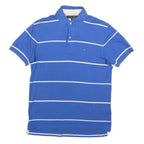 TOMMY HILFIGER Mens Blue & White Striped Polo Shirt XS Classic Cotton Blend