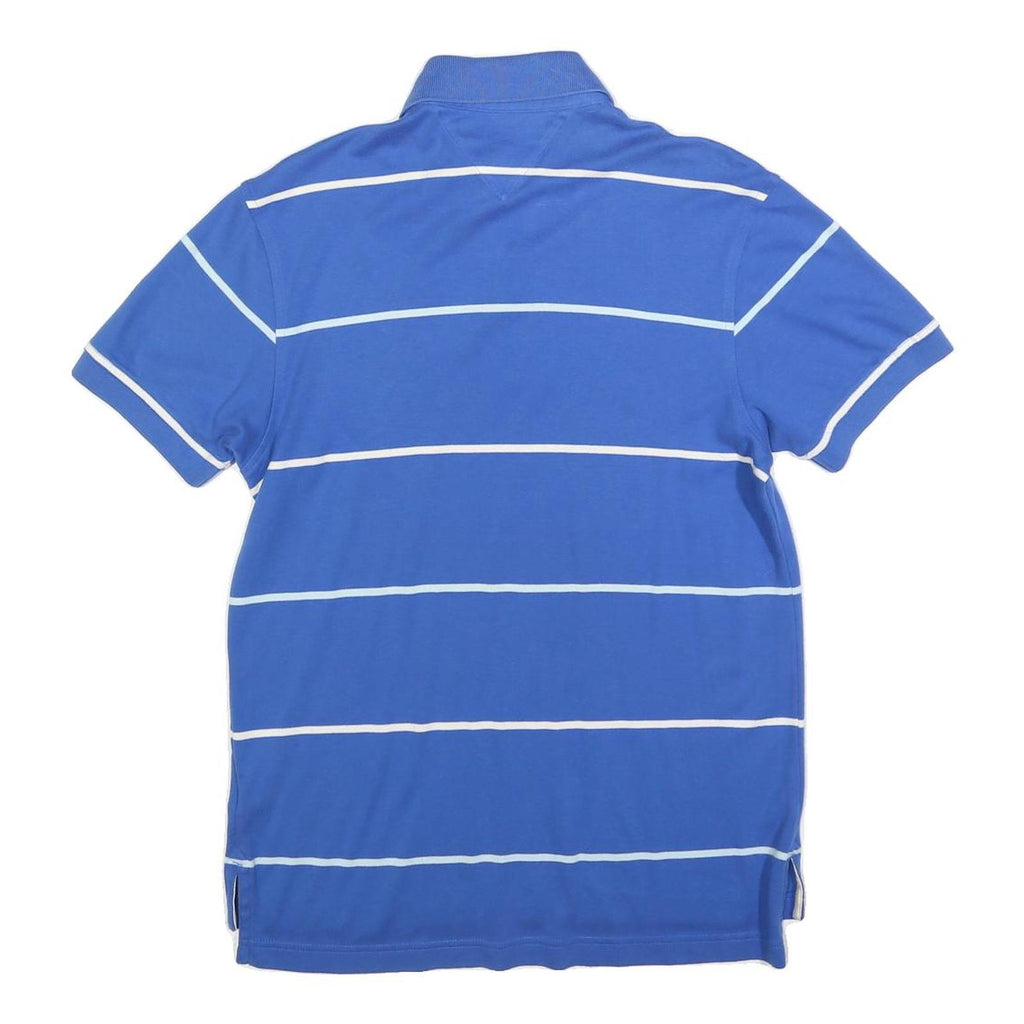 TOMMY HILFIGER Mens Blue & White Striped Polo Shirt XS Classic Cotton Blend