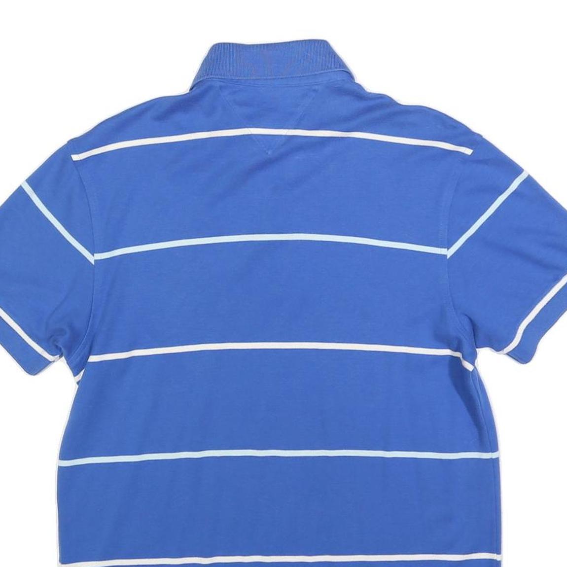 TOMMY HILFIGER Mens Blue & White Striped Polo Shirt XS Classic Cotton Blend