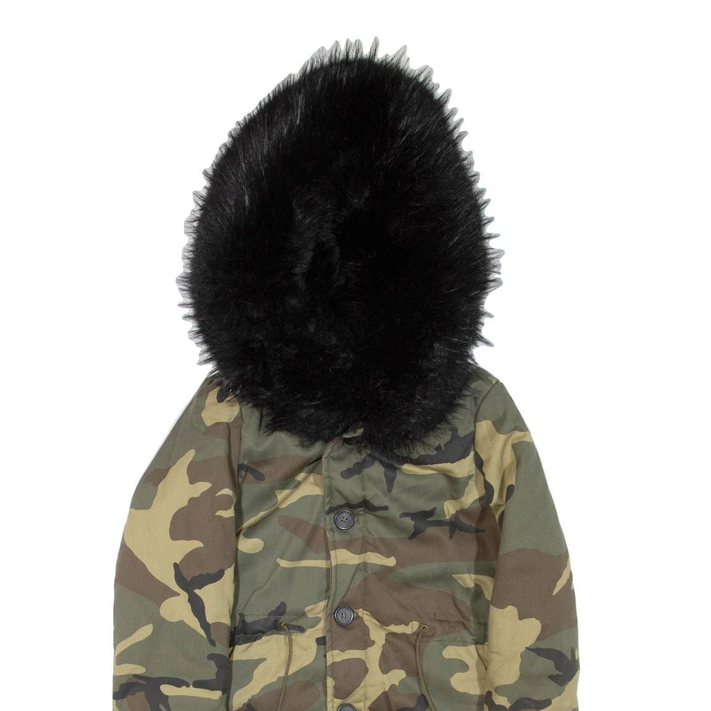 Mens Military Jacket Green Hooded Camouflage S