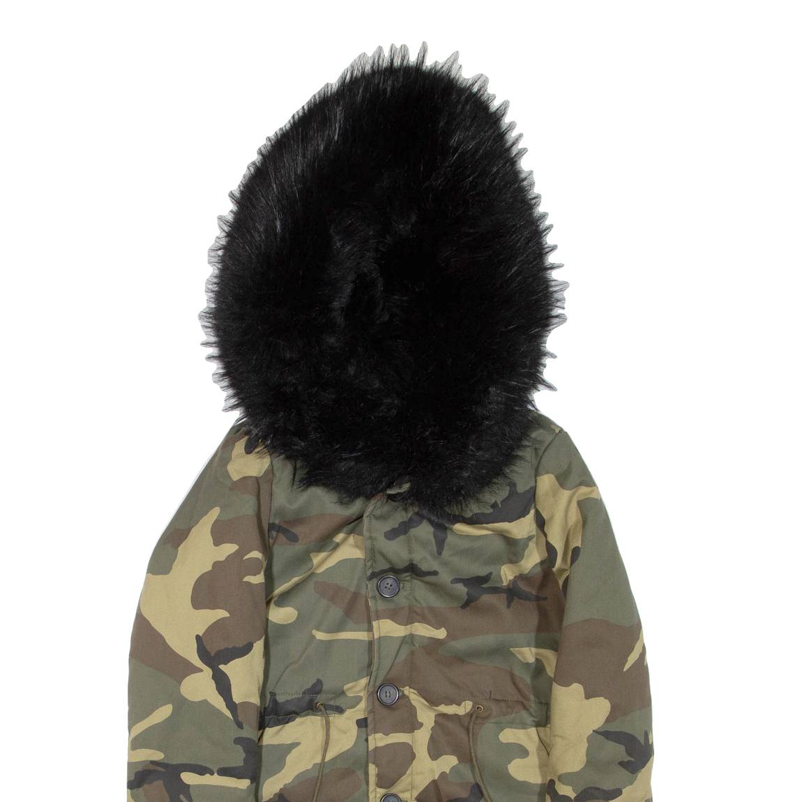 Mens Military Jacket Green Hooded Camouflage S