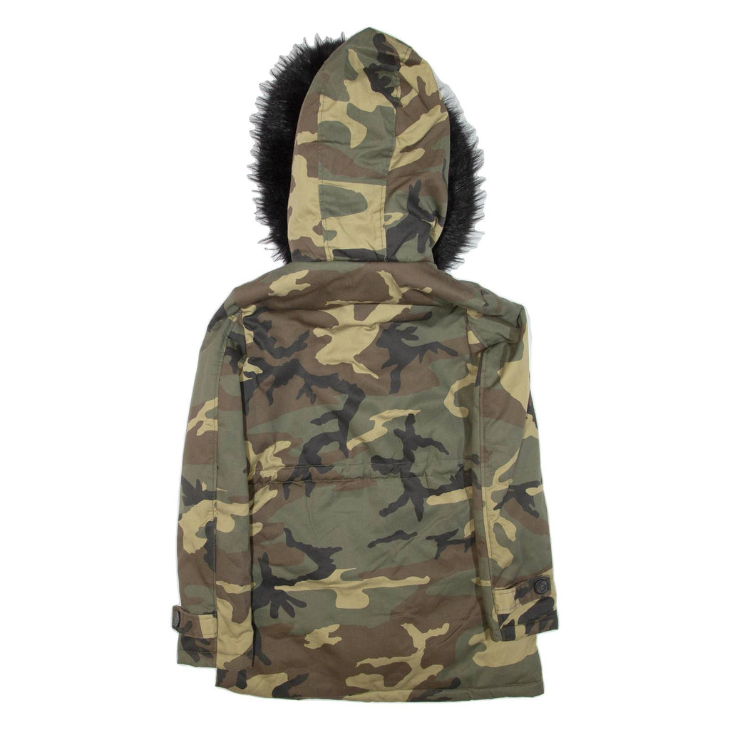 Mens Military Jacket Green Hooded Camouflage S