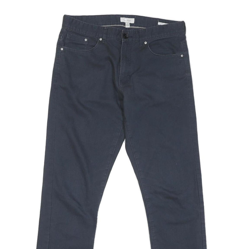 CALVIN KLEIN Mens Cotton Blend Navy Regular Straight Trousers W30 L30