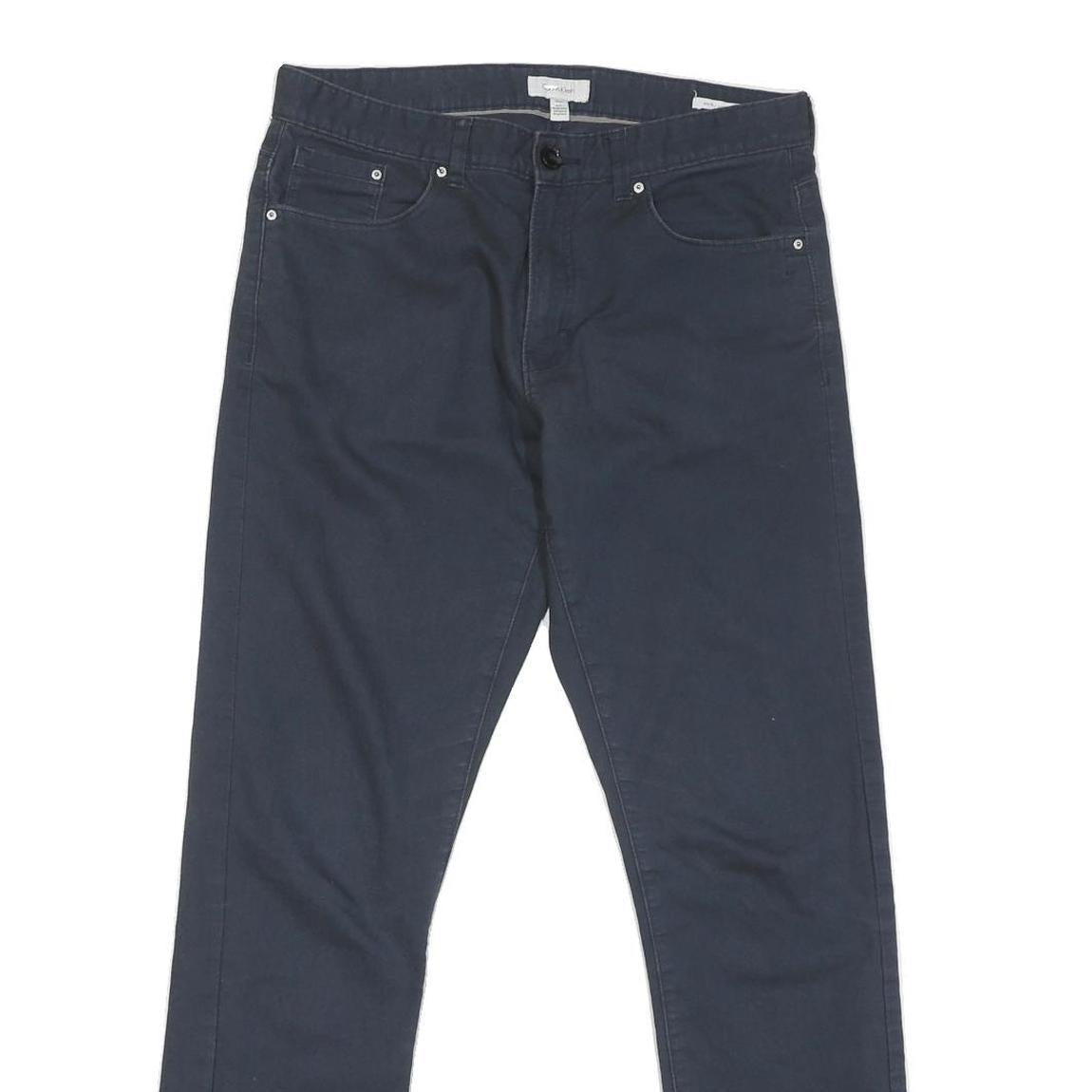 CALVIN KLEIN Mens Cotton Blend Navy Regular Straight Trousers W30 L30