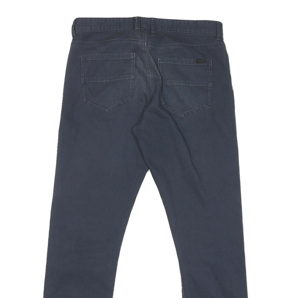 CALVIN KLEIN Mens Cotton Blend Navy Regular Straight Trousers W30 L30