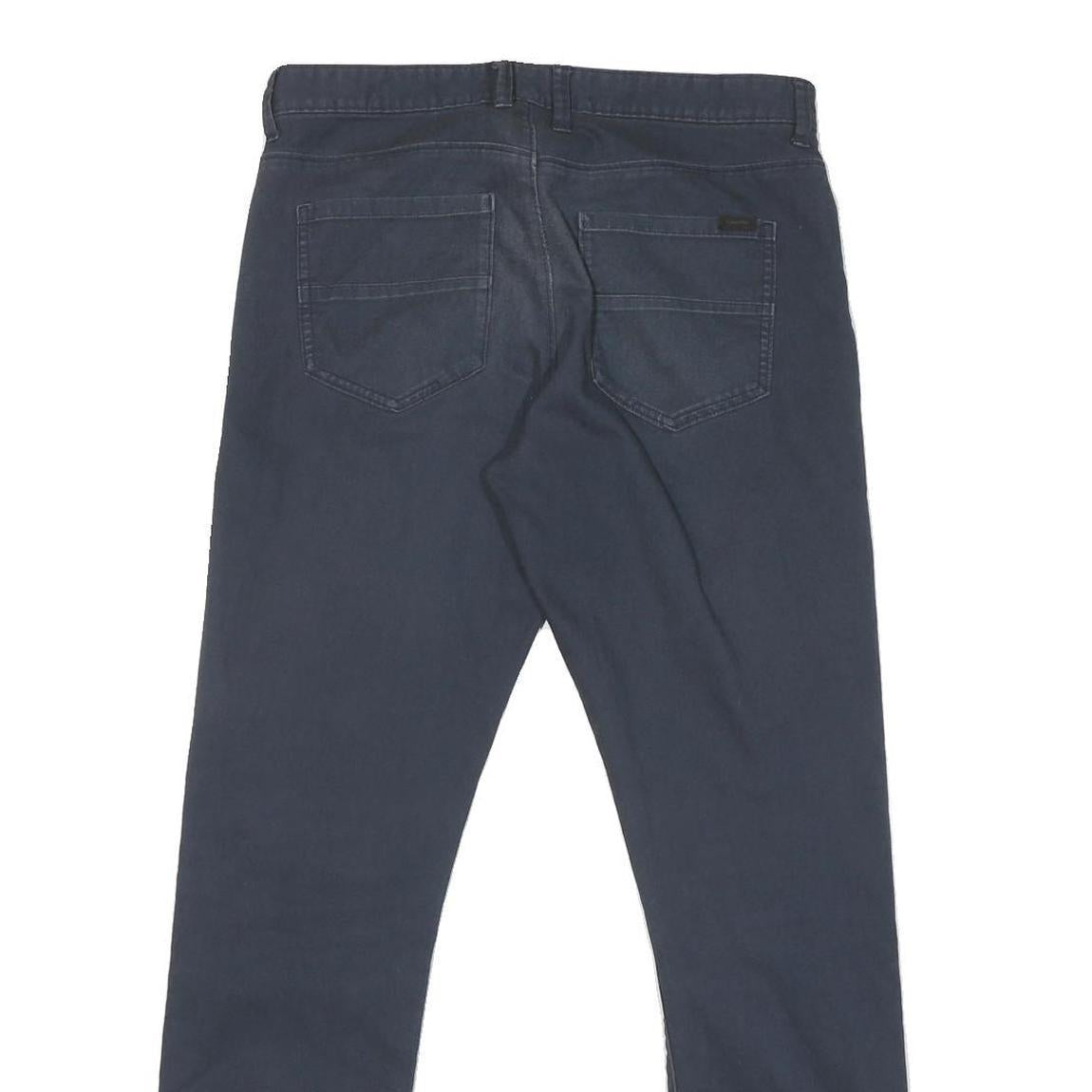 CALVIN KLEIN Mens Cotton Blend Navy Regular Straight Trousers W30 L30