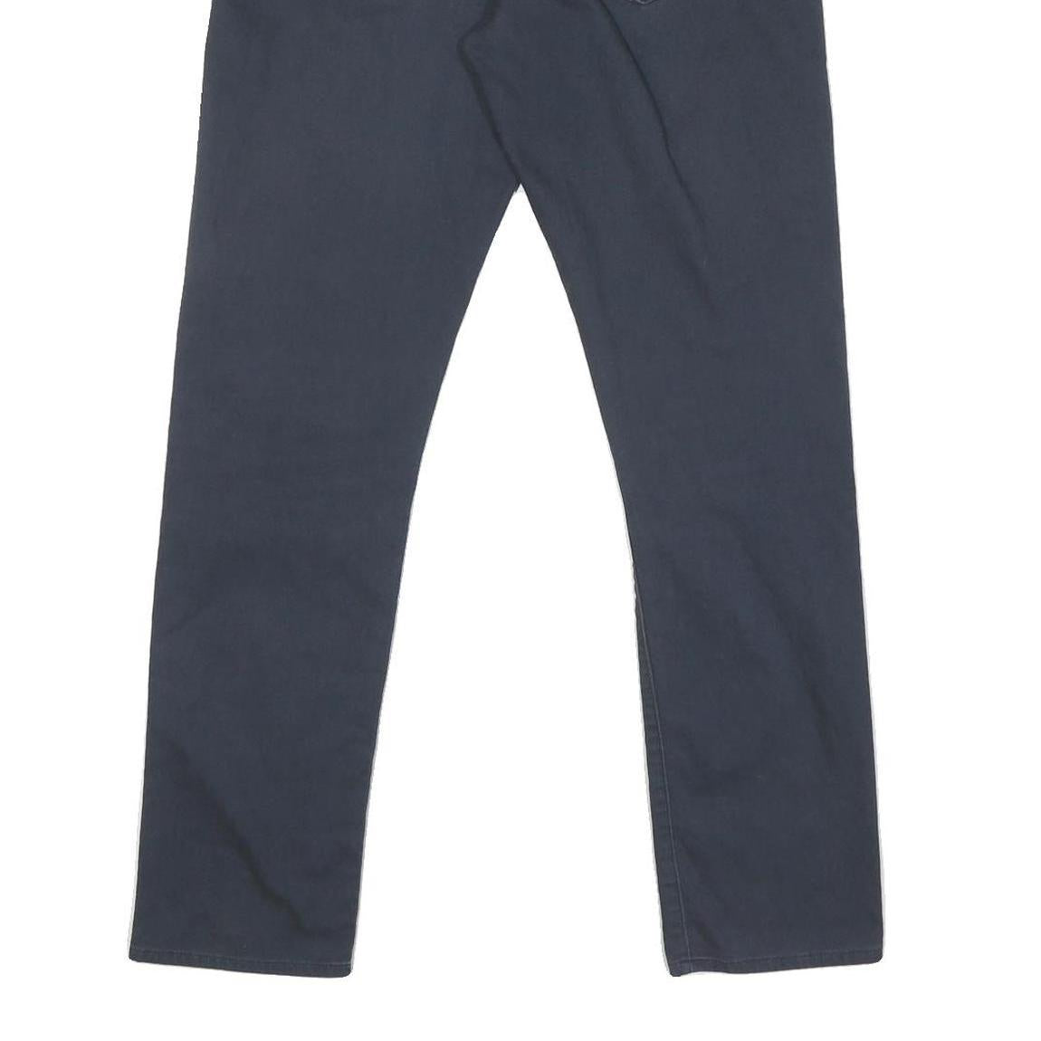 CALVIN KLEIN Mens Cotton Blend Navy Regular Straight Trousers W30 L30