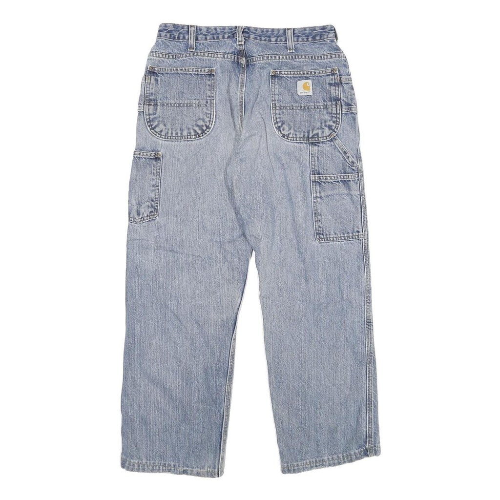 CARHARTT Mens Jeans Blue Regular Straight Denim Stone Wash W32 L29 Workwear