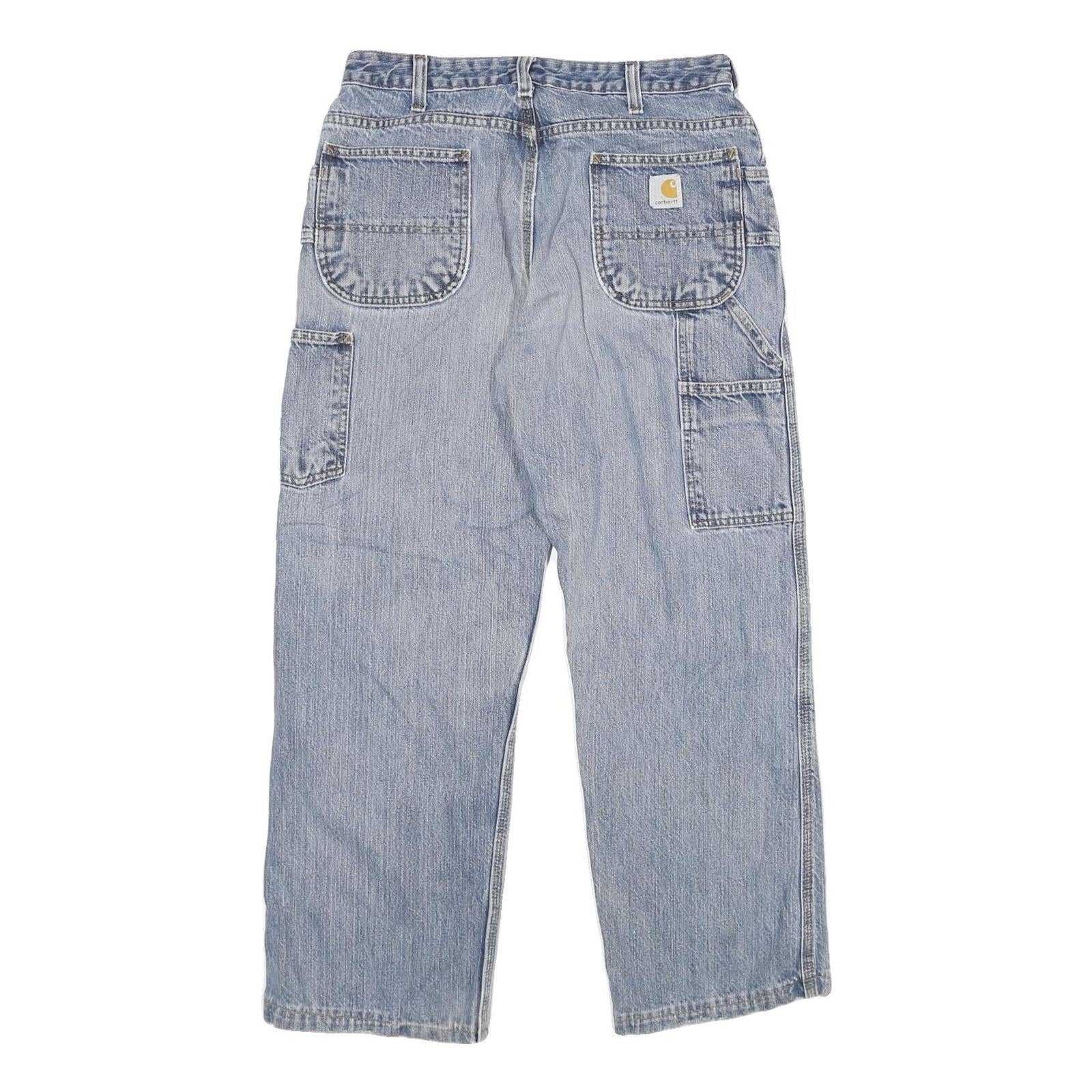 CARHARTT Mens Jeans Blue Regular Straight Denim Stone Wash W32 L29 Workwear
