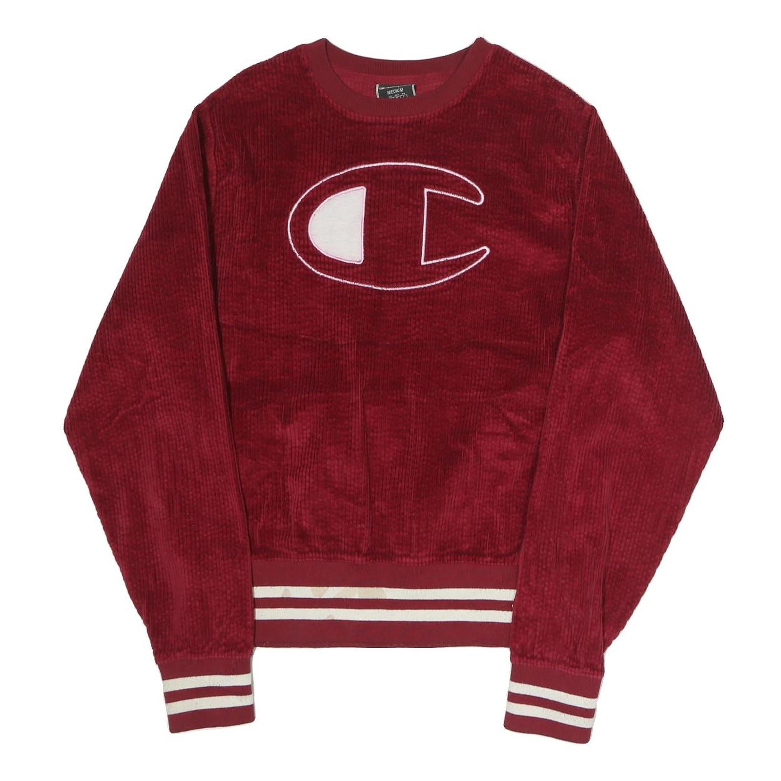 CHAMPION Mens Red Cotton Blend Crew Neck M Embroidered Logo Sweatshirt