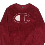 CHAMPION Mens Red Cotton Blend Crew Neck M Embroidered Logo Sweatshirt