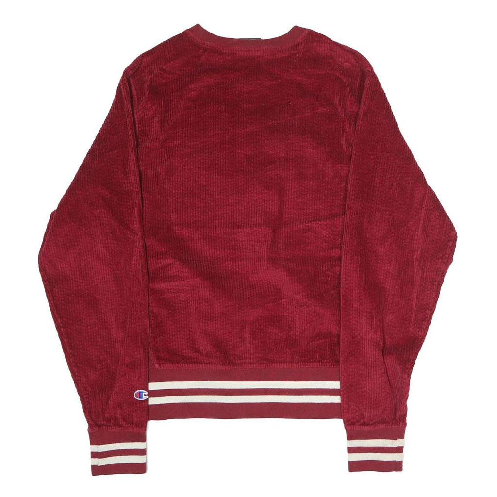 CHAMPION Mens Red Cotton Blend Crew Neck M Embroidered Logo Sweatshirt