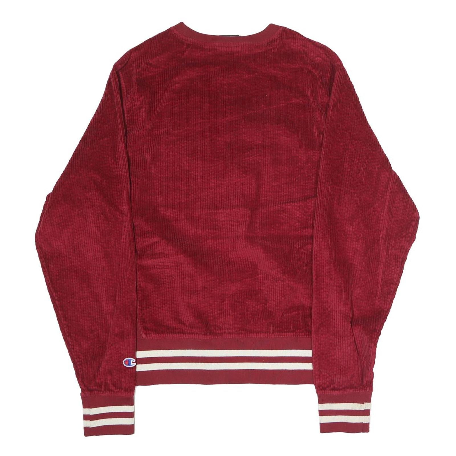 CHAMPION Mens Red Cotton Blend Crew Neck M Embroidered Logo Sweatshirt