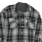 NATURE Mens Black & Grey Check Shirt XL Button Front Long Sleeve Casual