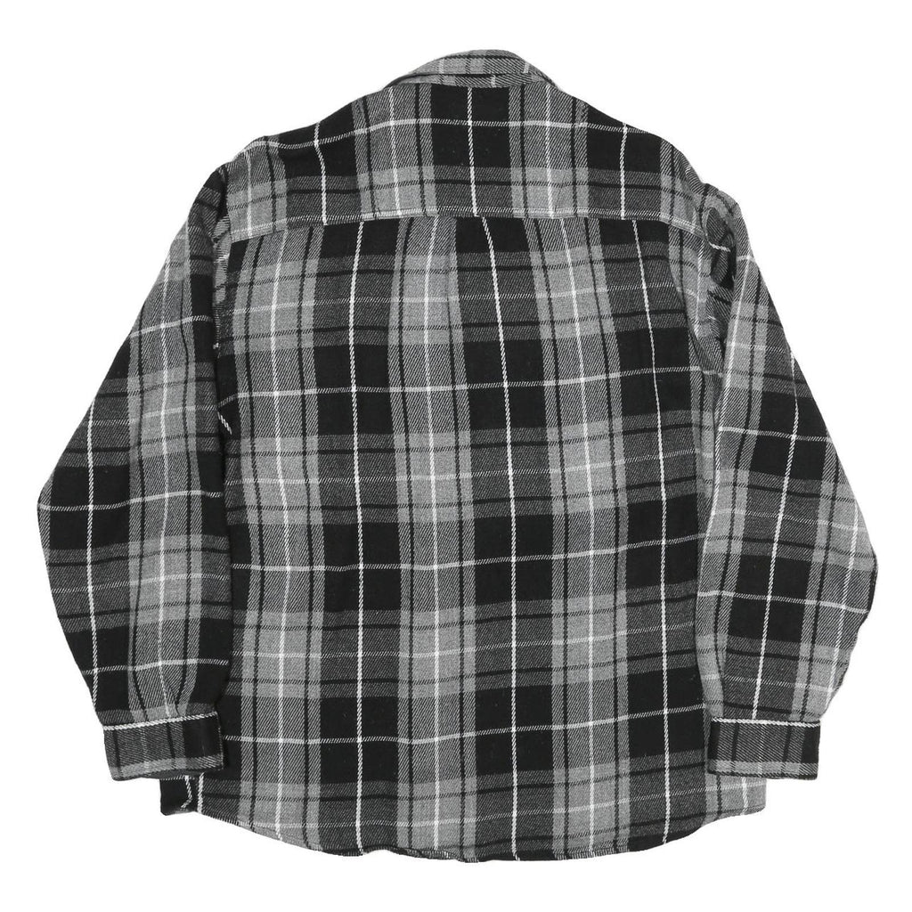 NATURE Mens Black & Grey Check Shirt XL Button Front Long Sleeve Casual