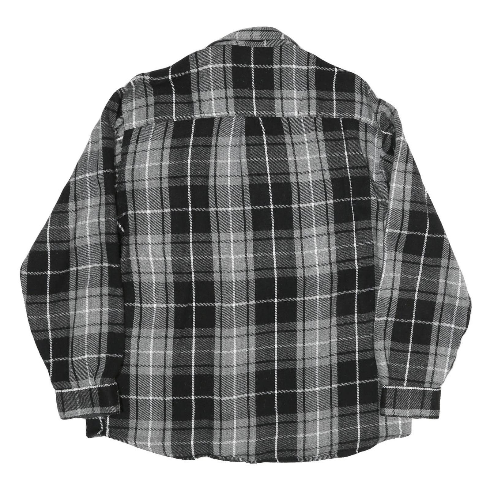 NATURE Mens Black & Grey Check Shirt XL Button Front Long Sleeve Casual
