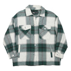 ZARA Womens Green & White Check Jacket M Polyester Blend Button Closure Casual