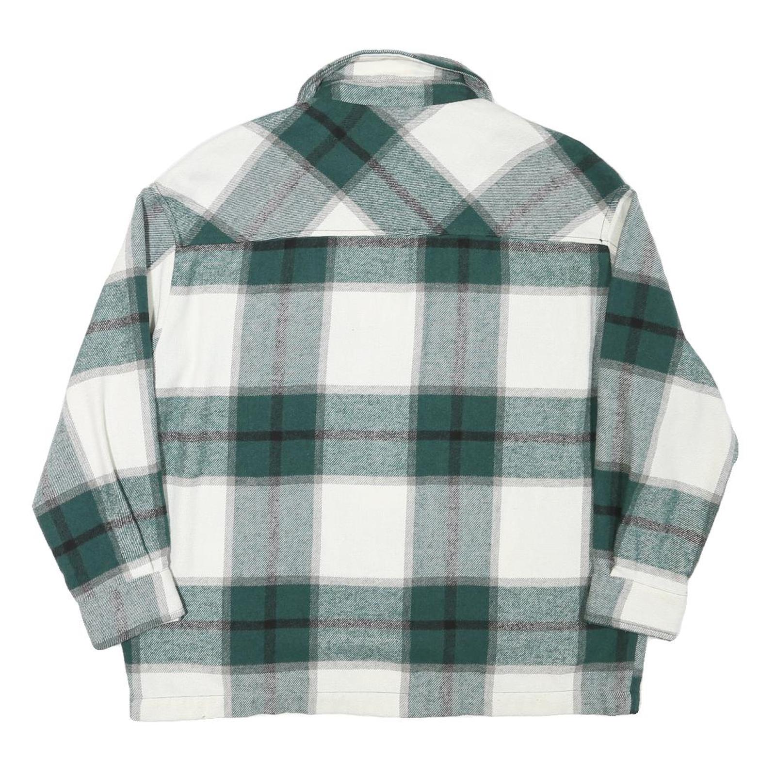 ZARA Womens Green & White Check Jacket M Polyester Blend Button Closure Casual