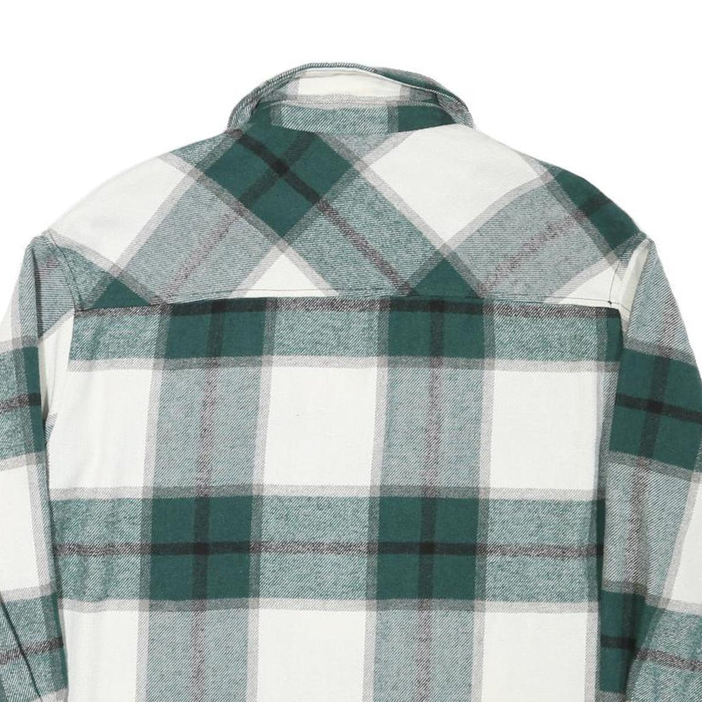 ZARA Womens Green & White Check Jacket M Polyester Blend Button Closure Casual